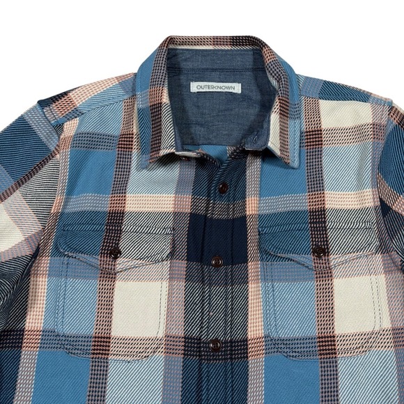 Outerknown Blanket Shirt Mens L Heavy Organic Cotton Plaid Button Up Pockets - Picture 5 of 13